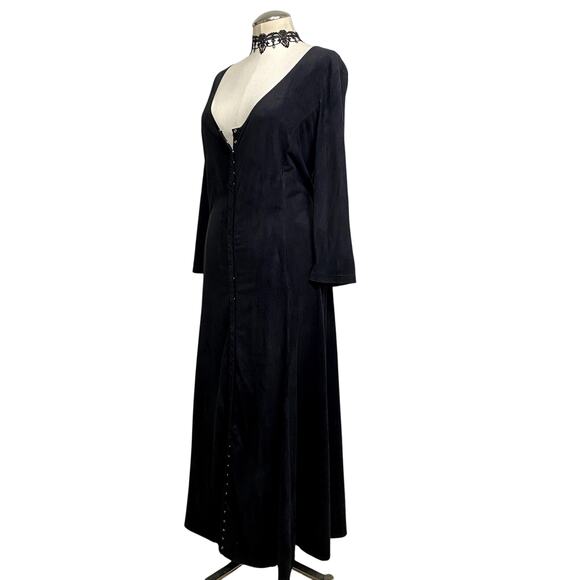 Vintage Pyramid Collection Suede 90's Cool Goth Whimsigoth Victorian Maxi Dress - Picture 3 of 16